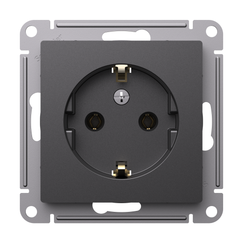 Розетка с заземлением без рамки Systeme Electric AtlasDesign 1-м. базальт картинка